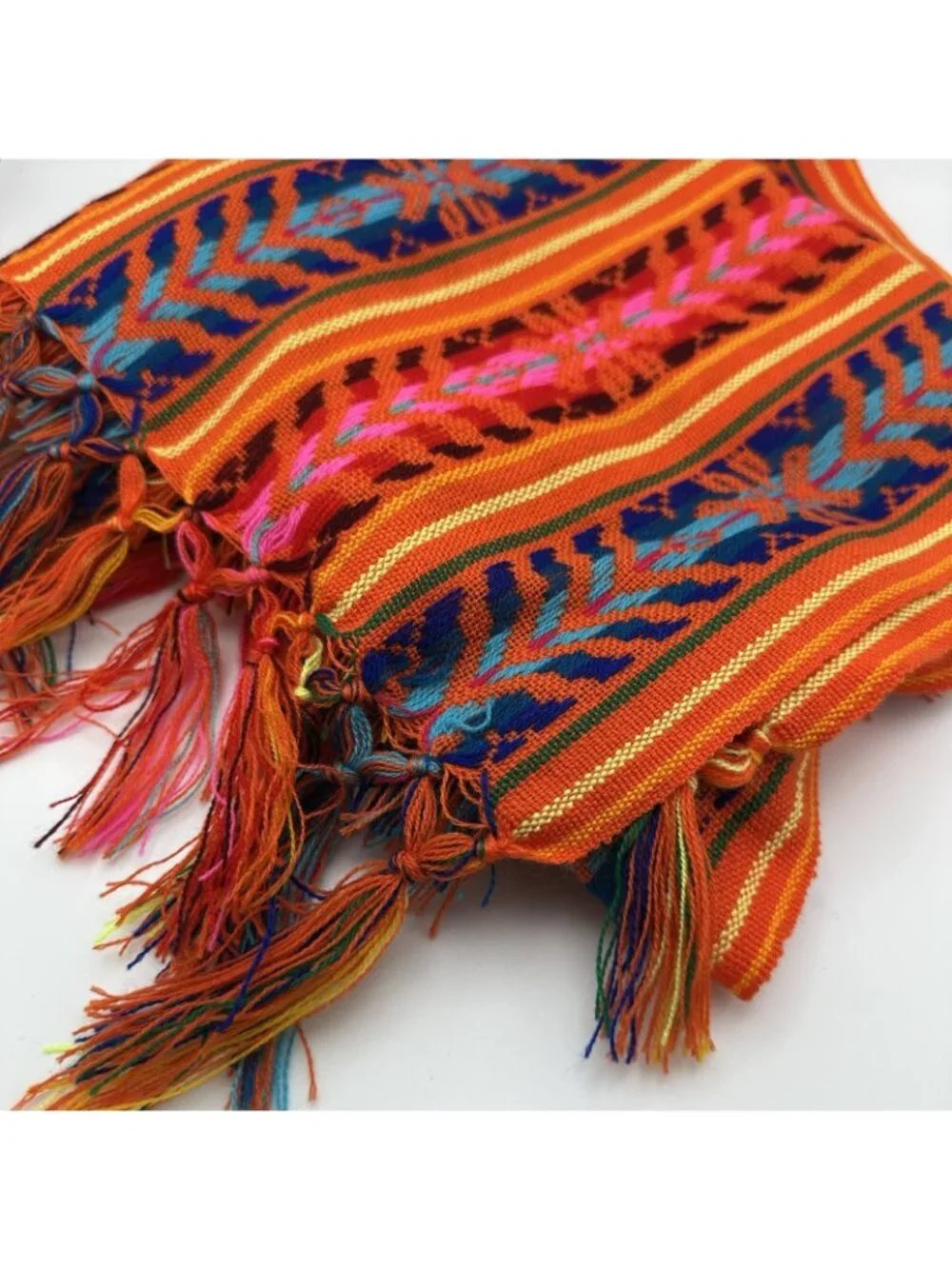 Delmex Mexican Orange Rebozo Shawl Wrap Throw Blanket Southwestern Western Boho